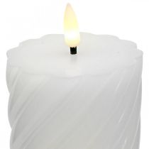 LED žvakė su laikmačiu balta šiltai balta tikro vaško Ø7,5cm H15cm