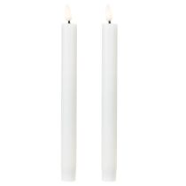 daiktų LED žvakės, baltos, kūginės, vaškinės, šiltai baltos, 24,5 cm, 2 vnt.