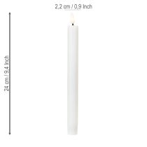 daiktų LED žvakės, baltos, kūginės, vaškinės, šiltai baltos, 24,5 cm, 2 vnt.