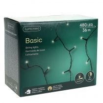 daiktų LED ryžių šviesos grandinėlė lauke 480 36m juoda/šilta balta