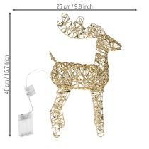 daiktų LED elnio metalinė kalėdinė dekoracija viduje, auksinė, 40 cm