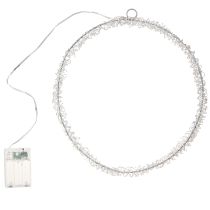 daiktų Pakabinamas LED žiedinis metalinis dekoras, sidabrinis, šiltai baltas, 30 cm