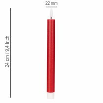 daiktų LED kūginė žvakė, raudona su šiltai balta šviesa, 24 cm, 2 vnt.
