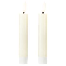 daiktų LED žvakė kreminė, šiltai balta, tikro vaško, aukštis 14,5 cm, 2 vnt.