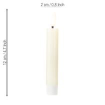 daiktų LED žvakė kreminė, šiltai balta, tikro vaško, aukštis 14,5 cm, 2 vnt.