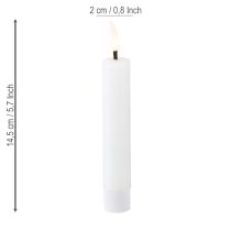 daiktų LED žvakė lazdelei, balta, vaškinė, šiltai balta, 14,5 cm, 2 vnt.