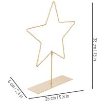 daiktų Žvaigždė su 50 LED, metalinė stalo dekoracija, maitinama baterijomis, skirta naudoti viduje, 33 cm