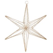 daiktų Dekoratyvinė LED žvaigždė, pagaminta iš vielos, pakabinama dekoracija patalpoms, 40 LED, šiltai balta, 42 cm