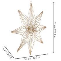 daiktų Dekoratyvinė LED žvaigždė, pagaminta iš vielos, skirta pakabinti, naudoti viduje, maitinama baterijomis, 51 cm