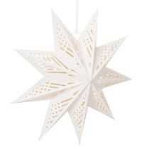 daiktų Kalėdinė žvaigždės formos LED dekoracija pakabinimui, šiltai balta, patalpų viduje, 38 cm