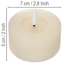 daiktų LED arbatinė žvakė, šiltai balta, mirgėjimo efektas ir laikmatis, tikras vaškas, maitinama baterijomis, 7 cm, 2 vnt.