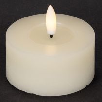 daiktų LED arbatinė žvakė, šiltai balta, mirgėjimo efektas ir laikmatis, tikras vaškas, maitinama baterijomis, 7 cm, 2 vnt.
