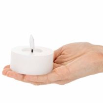 daiktų LED XL arbatinės žvakės, baltos, tikro vaško, su laikmačiu, šiltai balta spalva, 6 cm, 2 vnt.