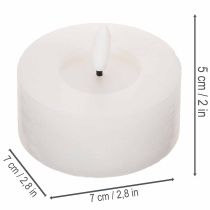 daiktų LED XL arbatinės žvakės, baltos, tikro vaško, su laikmačiu, šiltai balta spalva, 6 cm, 2 vnt.