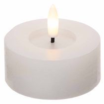 daiktų LED XL arbatinės žvakės, baltos, tikro vaško, su laikmačiu, šiltai balta spalva, 6 cm, 2 vnt.