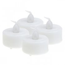 Liepsnos efekto LED arbatos lempučių dirbtinės žvakės su laikmačiu, šiltai balta Ø3,6 cm rinkinys iš 4