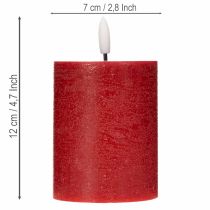 daiktų LED žvakė iš tikro vaško, raudona, su laikmačiu ir šiltai balta šviesa, 12 cm