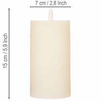 daiktų LED žvakė iš tikro vaško, balta, su laikmačio funkcija, šiltai balta, 15 cm