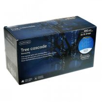 daiktų Šviesos kaskada su sniego efektu, žiemos dekoracija Adventas, LED lemputės 6 sruogos šaltai balta 480 L60/80/100cm