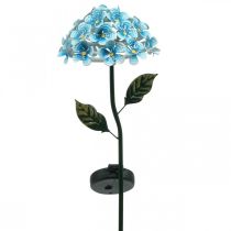 LED chrizantema, šviečianti sodo puošmena, metalo apdaila mėlyna L55cm Ø15cm