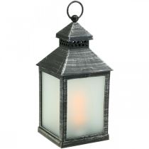 LED žibintas su laikmačiu Deco Lantern Vintage Silver H23cm
