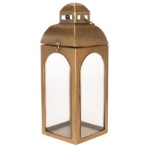 daiktų Žibintas metalinis, stiklinis, žalvario imitacijos, aukštis 50 cm, 2 vnt. rinkinys