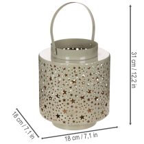 daiktų Žibintas su žvaigždžių raštu, metalinis, žalias, 31 cm