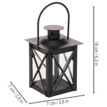 daiktų Juodas žibintas su rankena arbatinei žvakelei, 16 cm, 2 vnt.