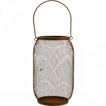 daiktų Dekoratyvinis žibintas su rankena metalo rūdžių išvaizda Ø17cm H28,5cm