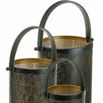 daiktų Dekoratyviniai žibintai, žibinto metalo skylučių raštas H35.5/31/25cm rinkinys iš 3 vnt.