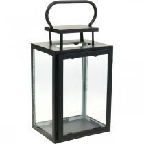 Dekoratyvinis žibintas juodo metalo, stačiakampio stiklo žibintas 19x15x30,5cm