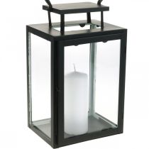 Dekoratyvinis žibintas juodo metalo, stačiakampio stiklo žibintas 19x15x30,5cm