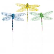 daiktų Vasaros dekoracija, laumžirgiai ant vielos, dekoratyviniai vabzdžiai geltona, žalia, mėlyna P10,5cm 6vnt.