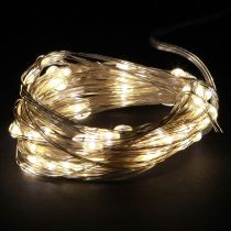 daiktų Lemputės su 50 mikro LED šiltos baltos spalvos laikmačiu, baterijoms, 6 vnt.