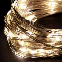 daiktų Lemputės su 50 mikro LED šiltos baltos spalvos laikmačiu, baterijoms, 6 vnt.