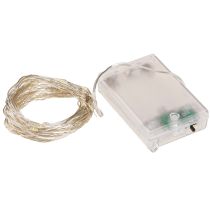 daiktų Lemputės su 50 mikro LED šiltos baltos spalvos laikmačiu, baterijoms, 6 vnt.