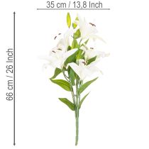daiktų Dirbtinės lelijos, 6 balti žiedai, tikroviška žydinti šakelė, 66 cm