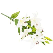 daiktų Dirbtinės lelijos, 6 balti žiedai, tikroviška žydinti šakelė, 66 cm