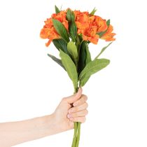 daiktų Dirbtinė alstroemerija, oranžinė gėlė, dirbtinė puokštės dekoracija, 75 cm, 3 vnt.