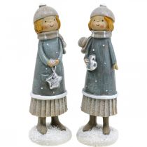 daiktų Deco figūrėlės žieminės vaikų figūrėlės mergaitėms H14,5cm 2vnt