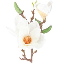 daiktų Magnolijos baltųjų dirbtinių gėlių pumpurų dekoravimo šakelė H40cm 2vnt