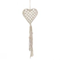 daiktų Makrame dekoratyvinis pakabukas dekoratyvinis kabyklos širdelė 17×65cm