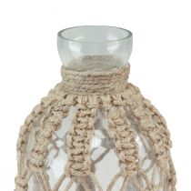 daiktų Makramo butelio stiklo dekoratyvinė vaza natūralaus džiuto Ø10,5cm H26cm