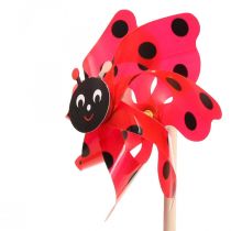 daiktų Ladybug pinwheel sodo puošmena vėjo malūnas raudonas Ø16,5cm