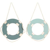 daiktų Gelbėjimo ratas medinė dekoracija kabančiai Maritime Blue Ø13cm 2vnt