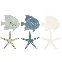 daiktų Maritime Scatter Dekoracija Medinis Stalo dekoras Starfish Fish 4cm 72 Vnt