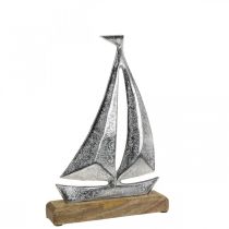 Jūrinė apdaila, dekoratyvinis burlaivis metalinis, dekoratyvinis laivas H16,5cm