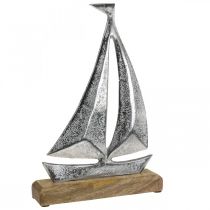 Jūrinė apdaila, dekoratyvinis burlaivis metalinis, dekoratyvinis laivas H26cm