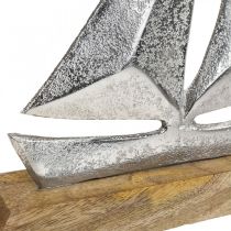 Jūrinė apdaila, dekoratyvinis burlaivis metalinis, dekoratyvinis laivas H16,5cm
