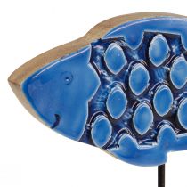 daiktų Jūrinė dekoratyvinė medinė žuvelė ant stovo mėlyna 25cm × 24,5cm
